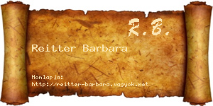 Reitter Barbara névjegykártya